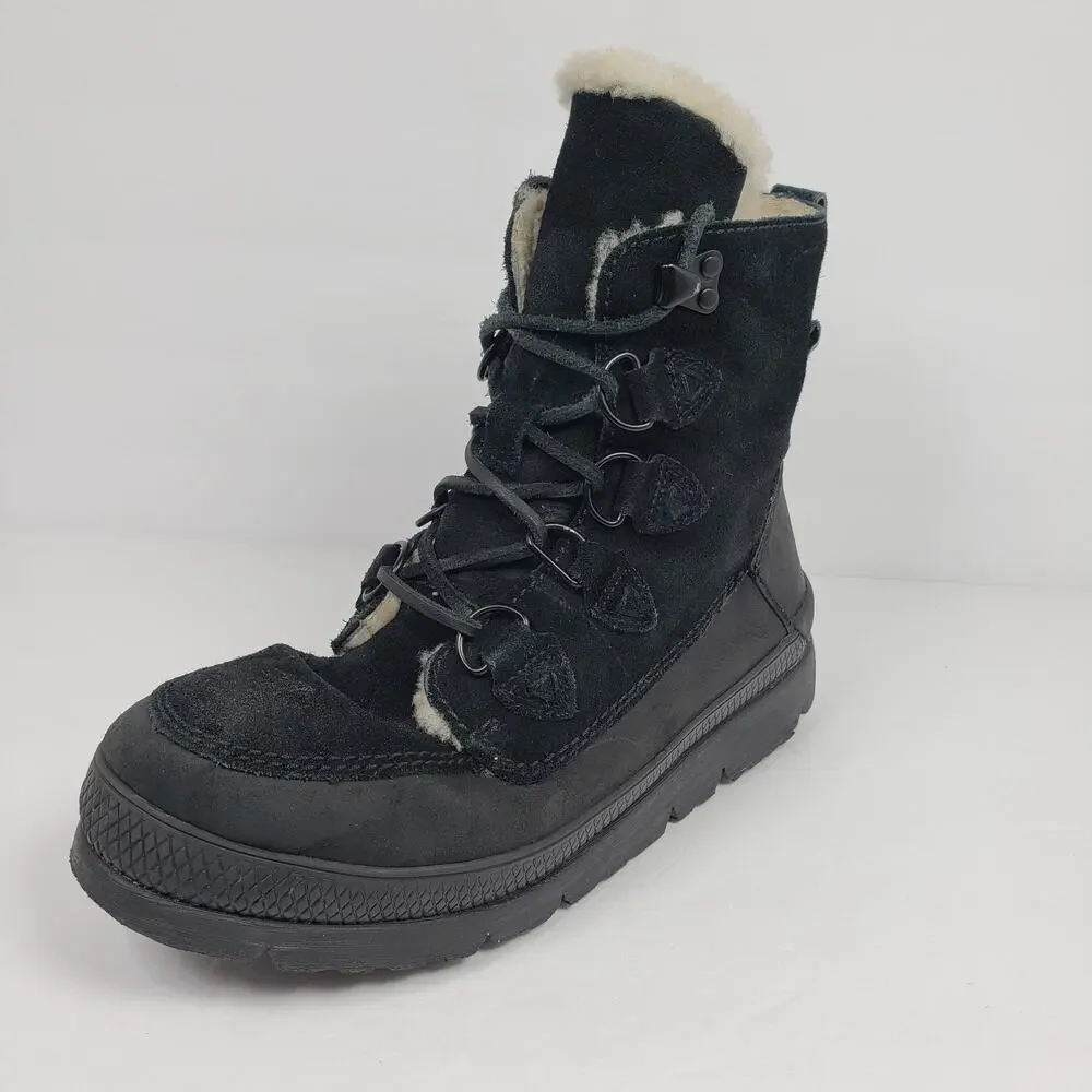 Manitobah Mukluks Mesa Mens Size 8 Black Suede Fur Inside Winter Snow Boots